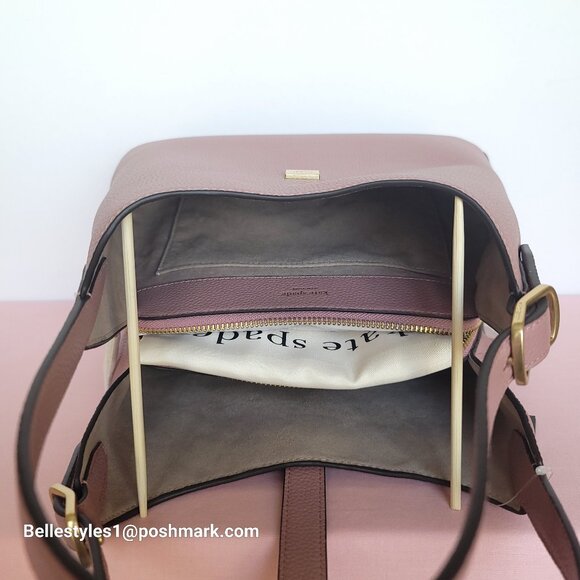 KATE SPADE Deco MEDIUM Pebbled Leather Crossbody Tote Bag- Dusk Rose⭐ - Picture 12 of 16